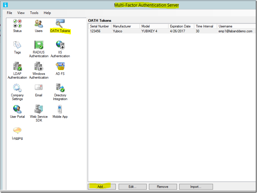 Configuring Microsoft Azure MFA on-premises server to work with Token2 classic tokens
