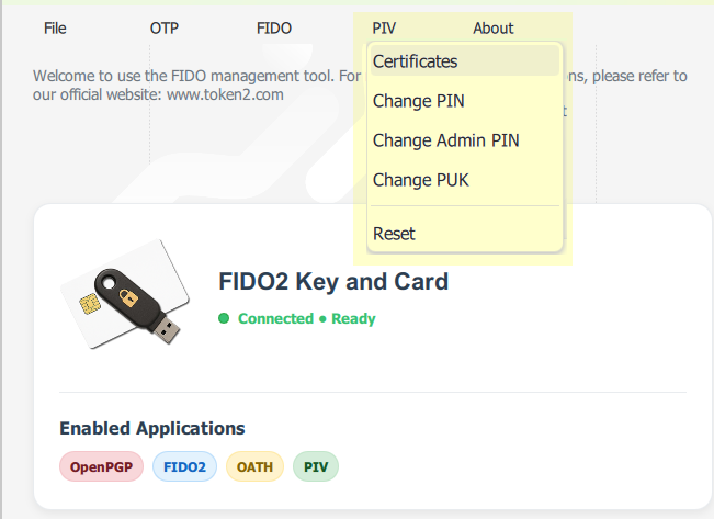 PIV miniDriver and Management Tool - Windows