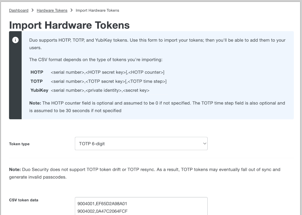 Using Token2 TOTP hardware tokens and Security Keys with DUO