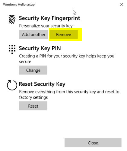 Managing FIDO2 Keys using Windows Control Panel